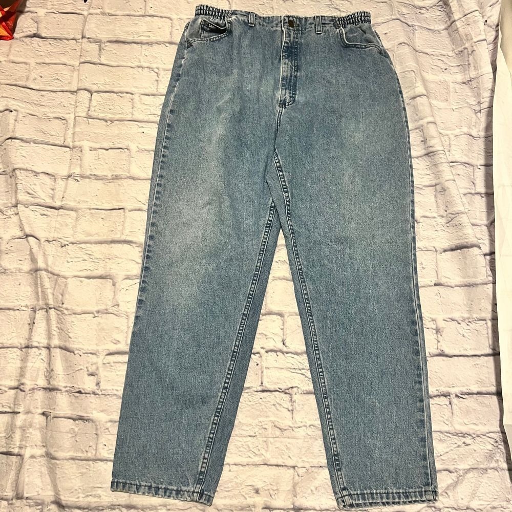 Lee Vintage High Waisted Mom Jeans Elastic Waist Light Blue Denim Relaxed‎ Fit